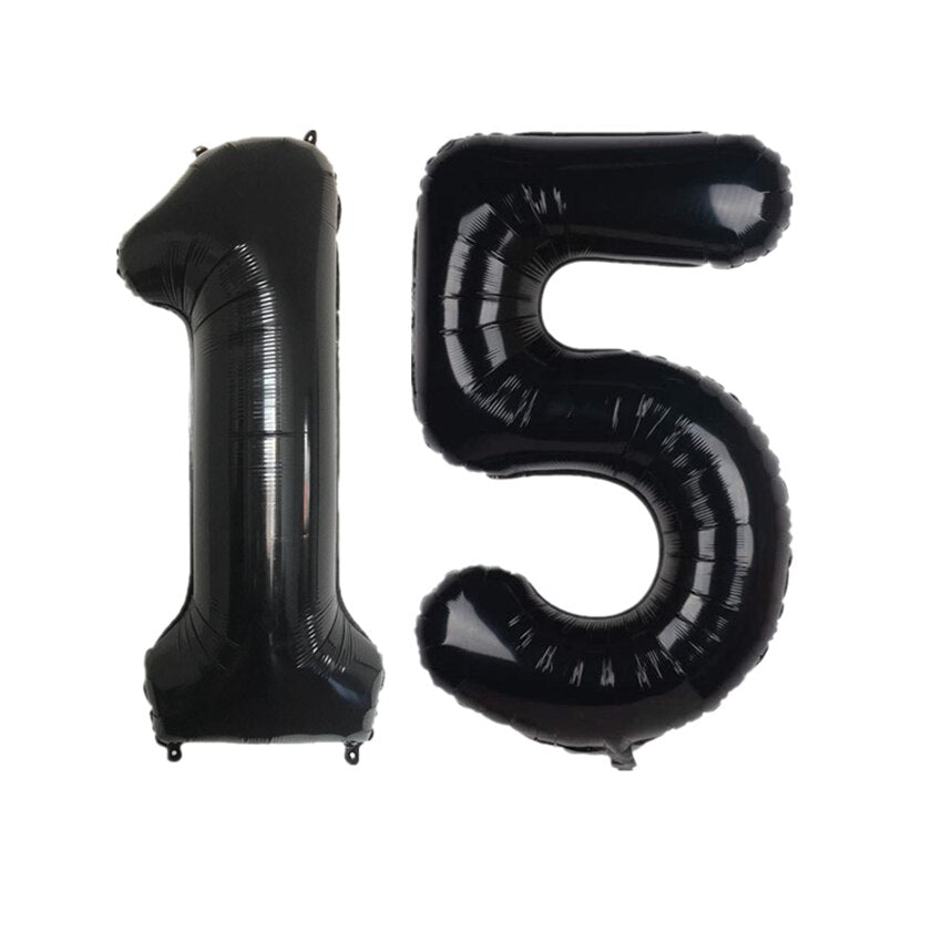 pcs inch Black Number Balloons Digit Foil Balloon Kids Adult Birthday Party Decorations Globos Anniversary Balaos 