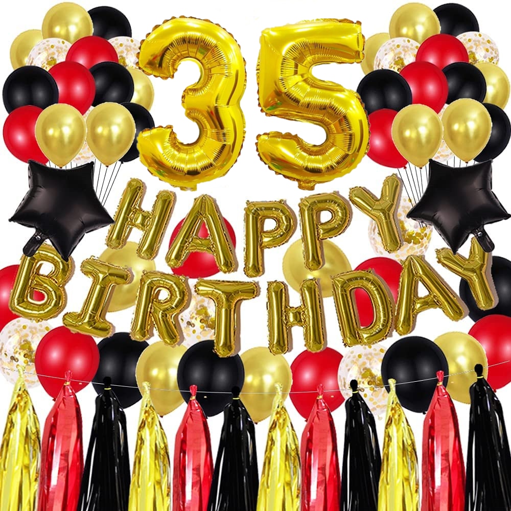 pcs Golden th Birthday Party Decorations inch Letter Balloons Banner Tassels Garland Number Latex Balloon 