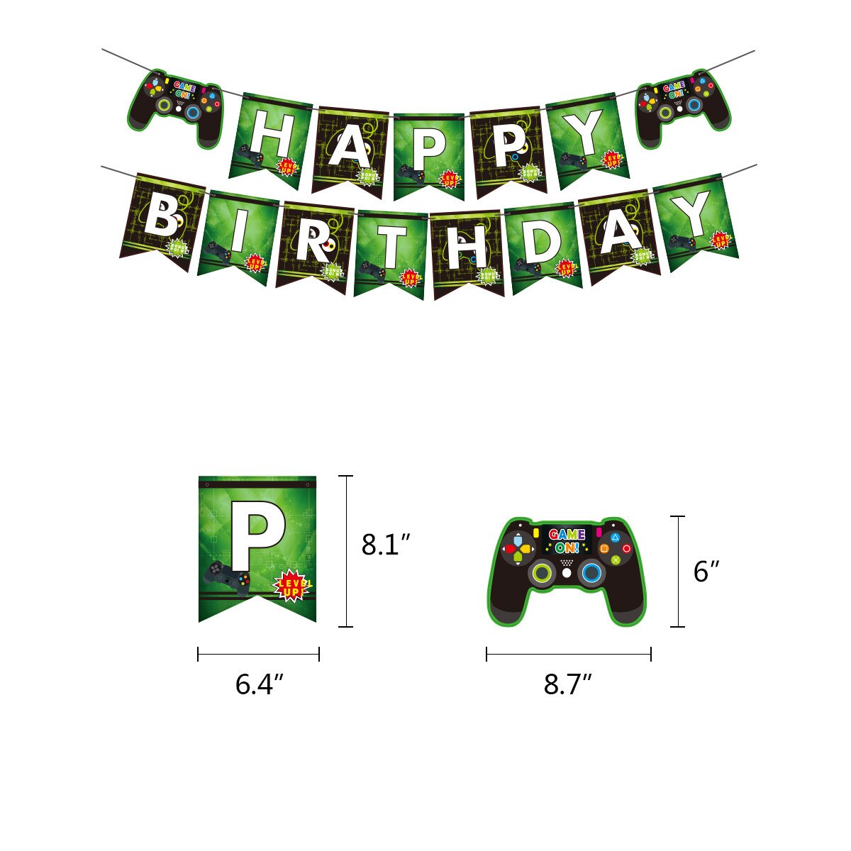 Game Theme Birthday Party Balloon Decoration Set Controller Banner Cake Topper Boy Supplies 