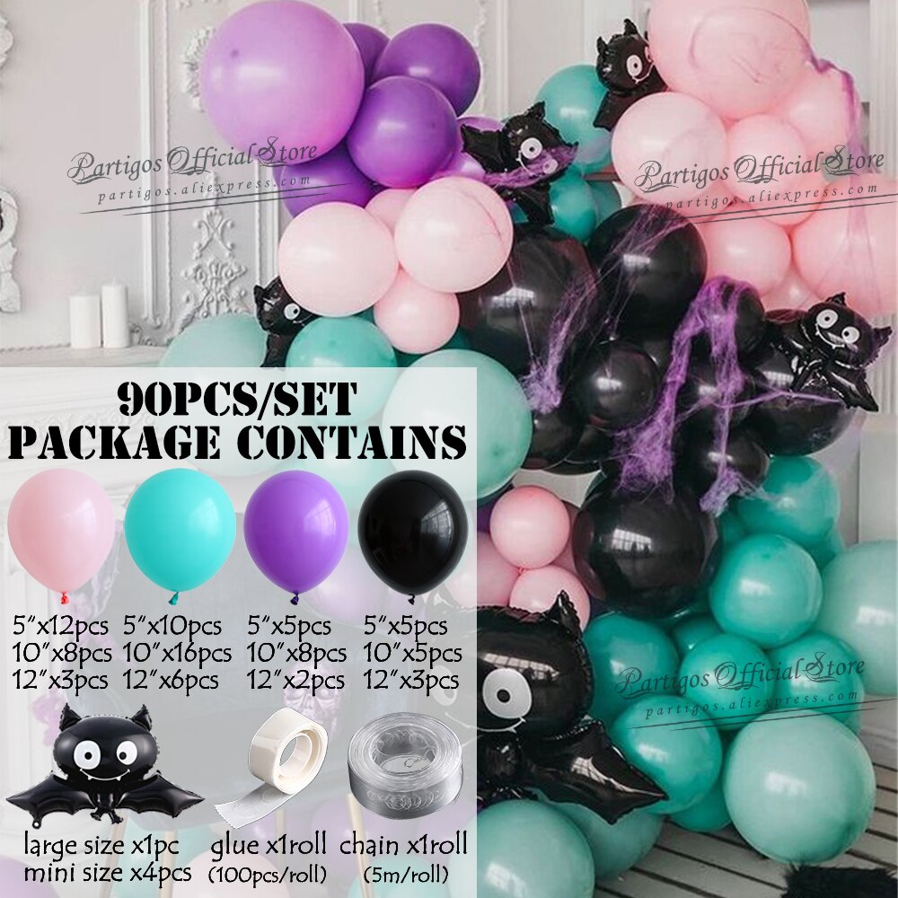 Pcs Halloween Black Purple Spider Balloons Garland Kit Arch Chain Cartoon Globos Decorations Home Kid Toy Inflatable Party