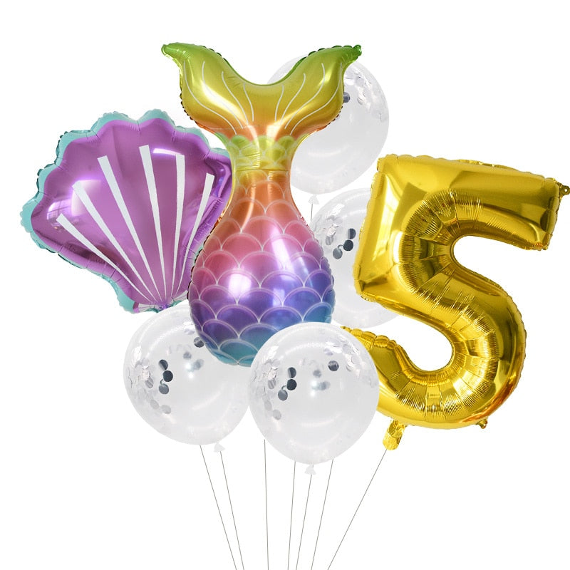 Pcs/Set Mermaid Party Number Foil Balloon Combination Baby Shower Birthday Decorations Helium Balloons 