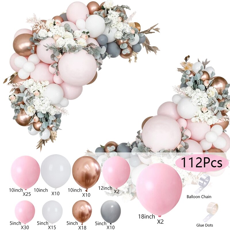 Balloons Arch Set Pink White Gold Balloon Garland Birthday Party Kit Baby Baptism Shower Wedding Decoration Inflatable Decorations