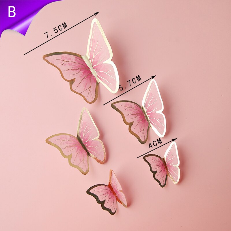 New Happy Birthday Cake Topper Butterfly Handmade Painted Decoration Tools Wedding Party Baby Shower 