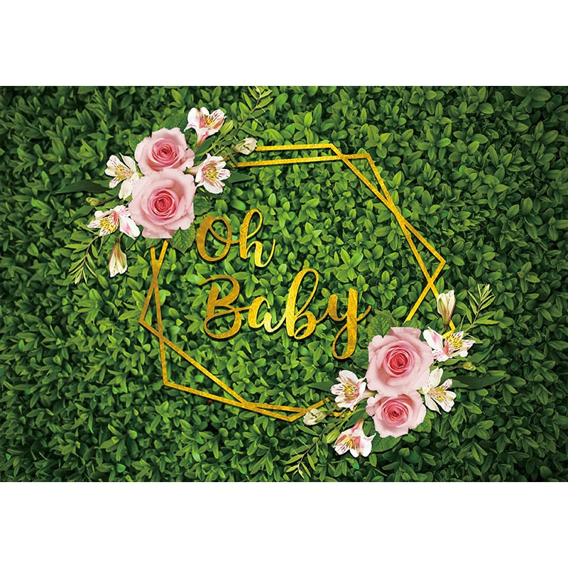 Wedding Backdrop Spring Flower Grass Leaves Nature Baby Shower Newborn Background Party Photocall Photobooth Vinyl 