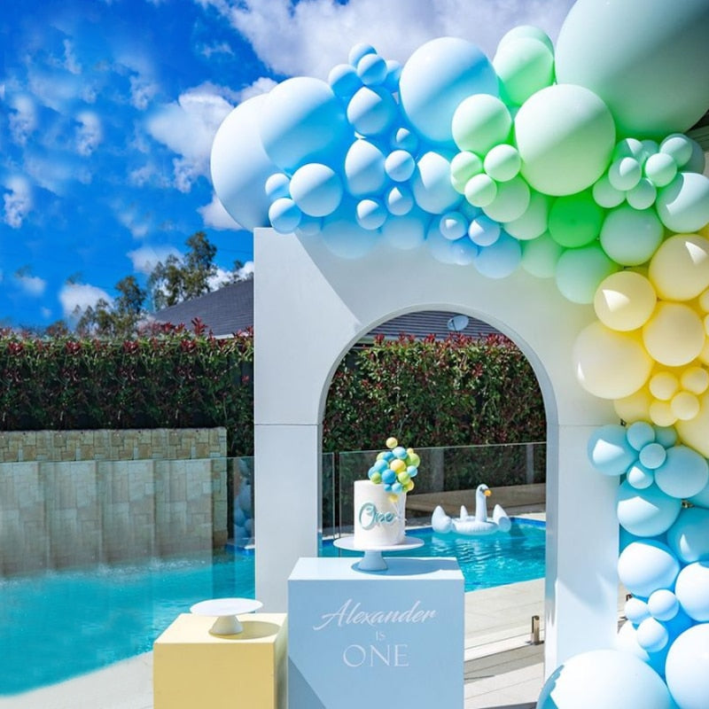 Balloons Arch Set Blue Green Yellow Balloon Garland kit Baby Baptism Shower Birthday Party Decoration Inflatable Decorations