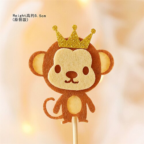 Cartoon Woodland Animals Lion Elephant Cake Topper Jungle Safari Cupcake Decor Cute Forest Loin Boy Birthday Hedgehog 