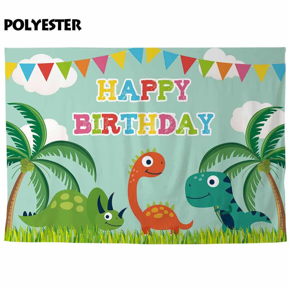 photography backdrop dinosaur birthday cartoon coconut tree banner party decoration background photophone children 