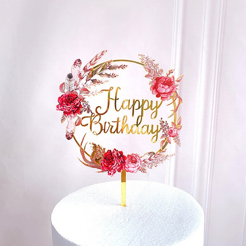 Glasses Acrylic Happy Birthday Cake Topper Gold Toppers Decor Baby Party Decorations Shower 