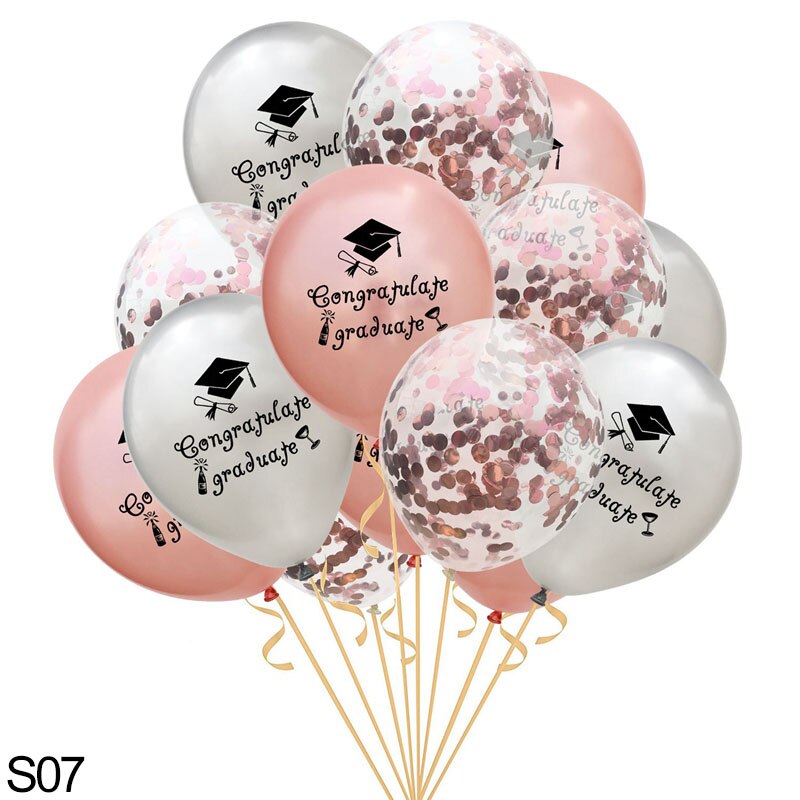 Congrats Graduation Balloons Gold Silver Black Latex Balloon Confetti Ballons Congratulation Grad Party Decoration Supplies 