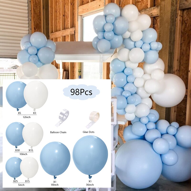 Macaron Balloons Arch Set blue White Balloon Garland Baby Baptism Shower Birthday Party Kit Anniversary Dec Inflatable Decorations