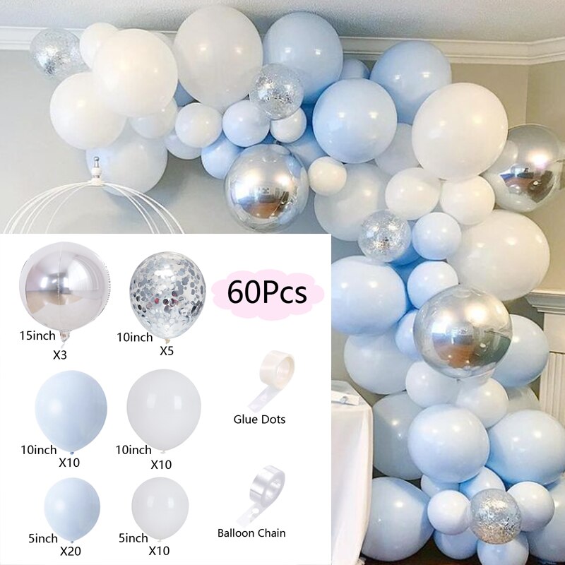 Macaron Balloons Arch Set Blue White Confetti Balloon Garland Baby Baptism Shower Wedding Birthday Party Decoration Inflatable Decorations