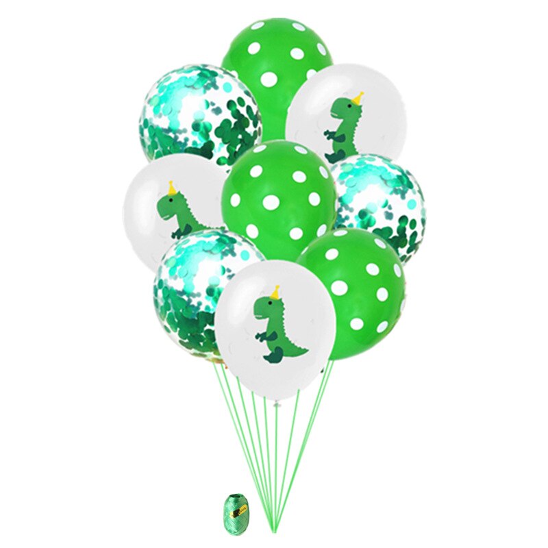 Dinosaur Theme Birthday Party Decoration Green Wave Dot Dinosaur Foil Balloon Banner for Kids Birthday Baby Shower Supplies PartyDecorHQ