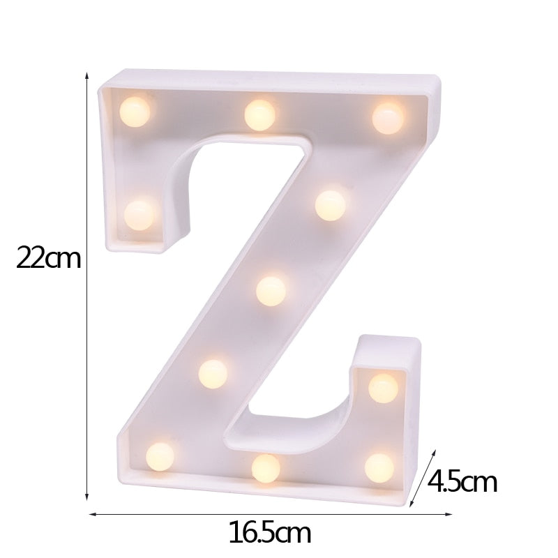 DIY LED Letter Numbers Night Light Wall Hanging Decoration Wedding Birthday Party Alphabet Digit Symbol Sign without Battery 