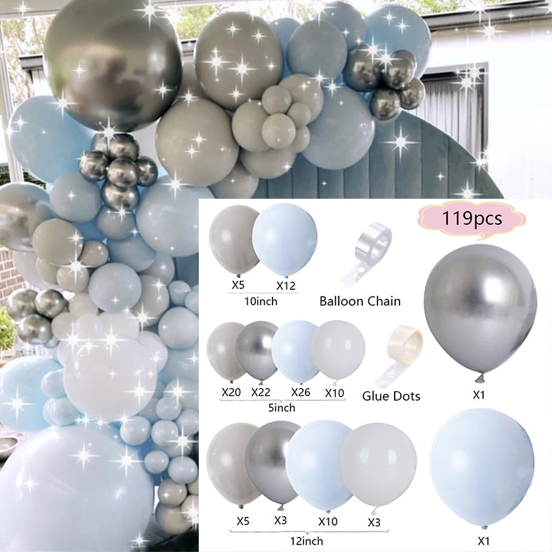 Pcs Balloons Arch Set Gray White Blue Yellow Balloon Garland Birthday Party Baby Baptism Shower Wedding Decoration Inflatable Decorations