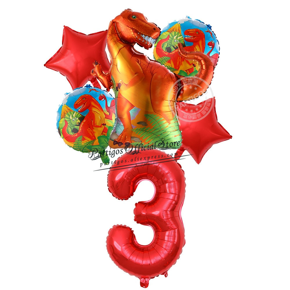 set Dinosaur Foil Balloons inch foil Number Globos Party Jungle Jurassic dragon boys Birthday Decors 