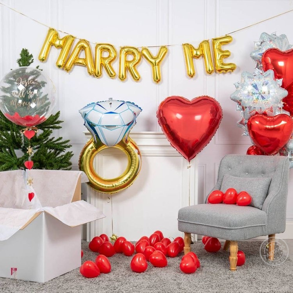 set Rose Gold Silver MARRY Letter Foil Balloons Valentine's day Engagement Wedding party Decors Inflatable Love Globos 