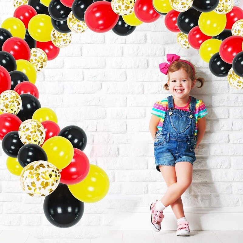 Red Black Latex Balloon Garland Arch Kit Gold Confetti Boy Girl Birthday Baby Shower Party Decoration Inflatable Decorations