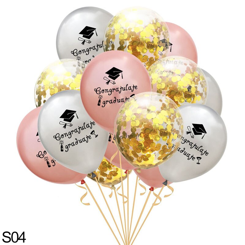 Congrats Graduation Balloons Gold Silver Black Latex Balloon Confetti Ballons Congratulation Grad Party Decoration Supplies 