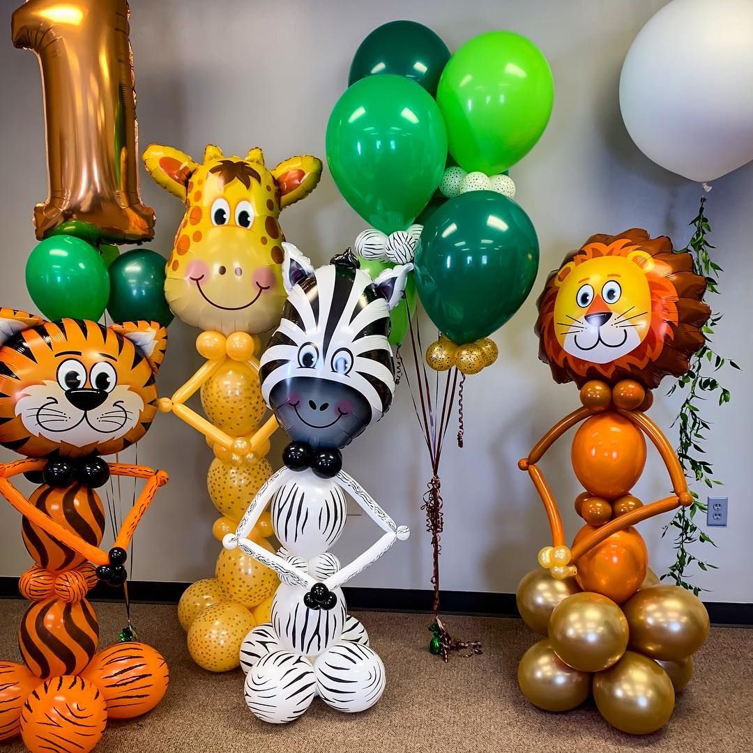 Animal Balloons Baby Shower Jungle Safari Theme Party Balloon Kids Birthday Decor Air Helium Globos 