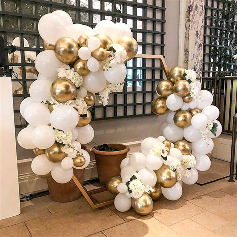 pcs Metallic Metal Chrome Gold Balloon Garland Arch Kit White Latex Balloons Baby Shower Wedding Birthday Party Decorations Inflatable