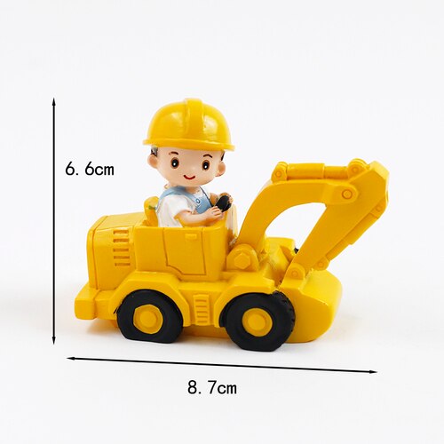 Engineering Vehicle Cake Decor Digging Machine Toppers Crane Decors Happy Birthday Party Kids Boys Toys 