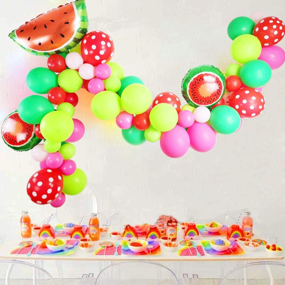 pcs Red Polka Dot Balloon Watermelon Foil Balloons Garland Arch Kit Hawaii Summer Fruit Party Adult Kids Birthday Decor Balon Inflatable Decorations