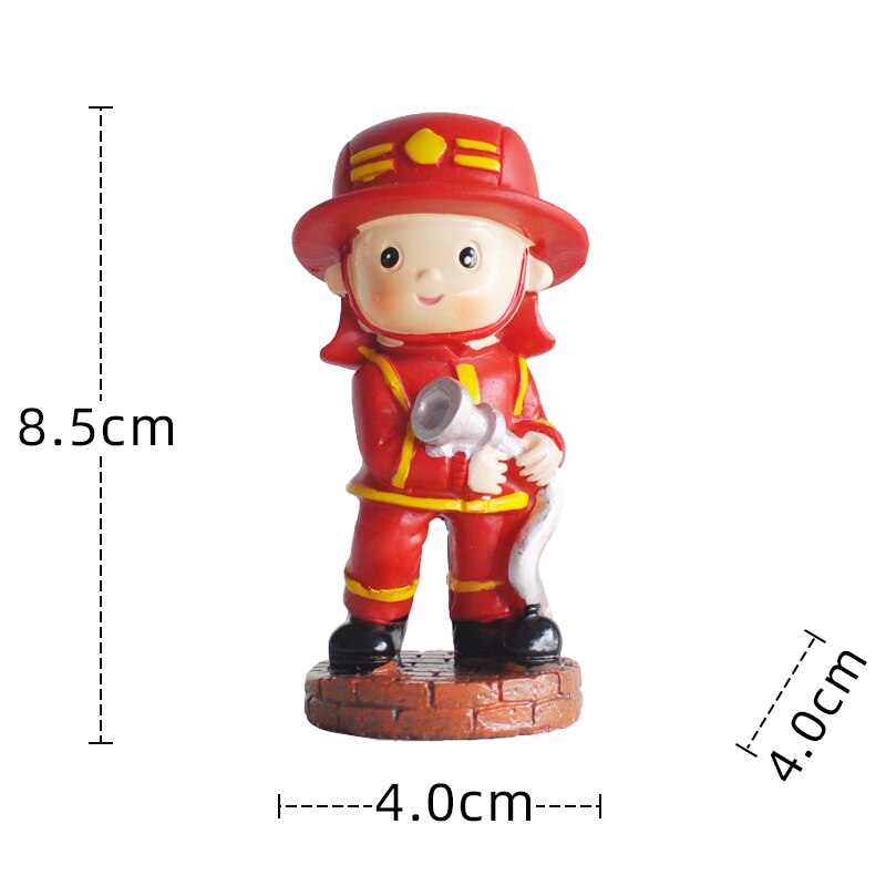 Cartoon Boy Fire truck Doll Ornaments Cake Topper Children's Birthday Party Extinguishing Hero Decoration Cakes Baking 