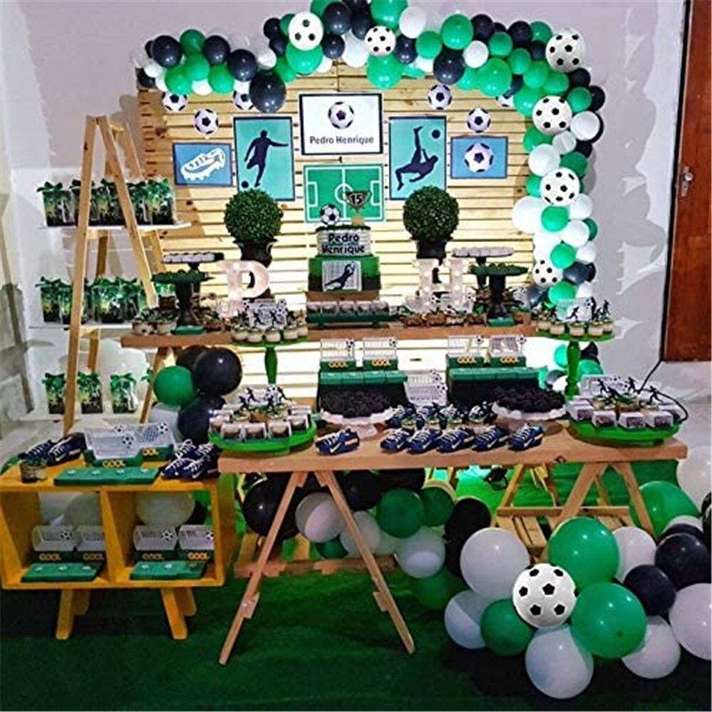 pcs Soccer Party Balloon Garland Kit inch Football Printed Balloons ft Srip Decoration Air Globos Inflatable Decorations