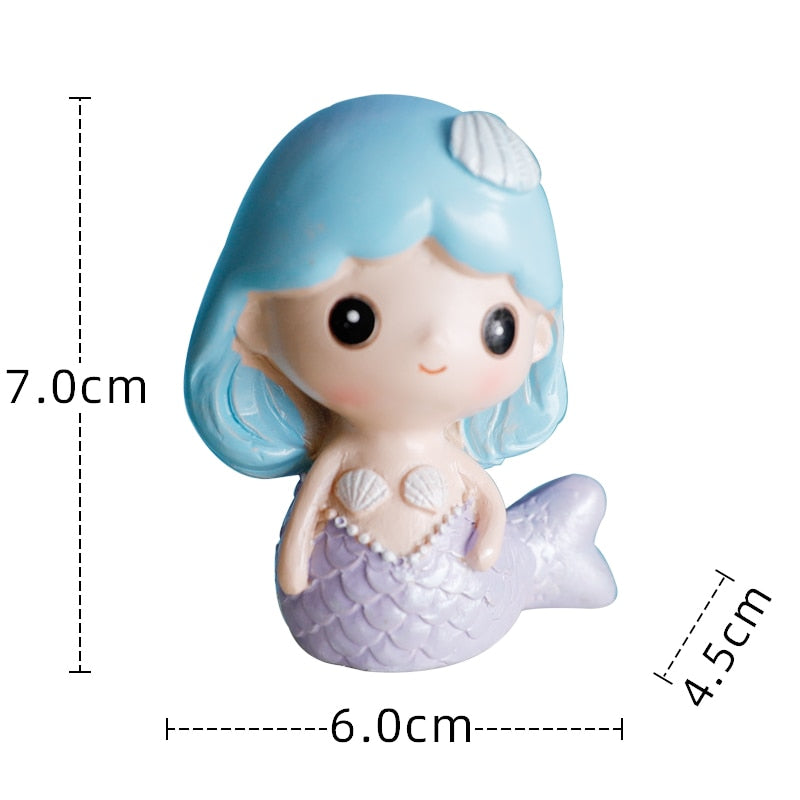 Ocean Theme Shell Little Mermaid Cake Decoration Princess Doll Ornaments Kids Fairy Girl Birthday Topper Beauty Card Plug-i 