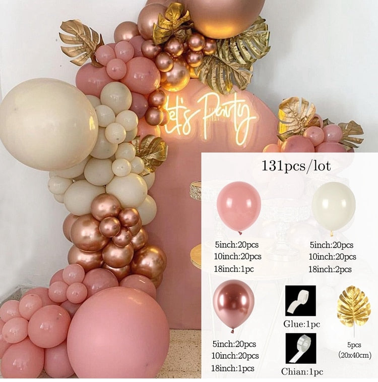 Macaron Pink Balloon Garland Arch Kit Wedding Birthday Party Decoration Kids Globos Rose Gold Confetti Latex Ballon Baby Shower Inflatable Decorations