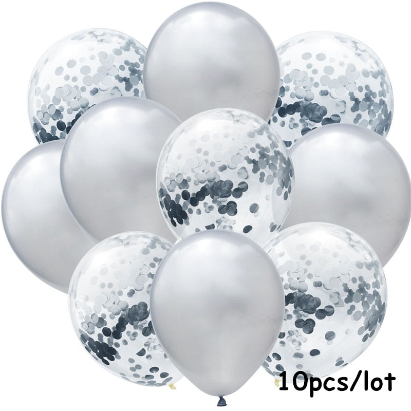 Large Silver Black Helium Number Balloons confetti Latex Ballon Wedding Decoration Baby Shower Birthday Party Metal Decor Globos PartyDecorHQ