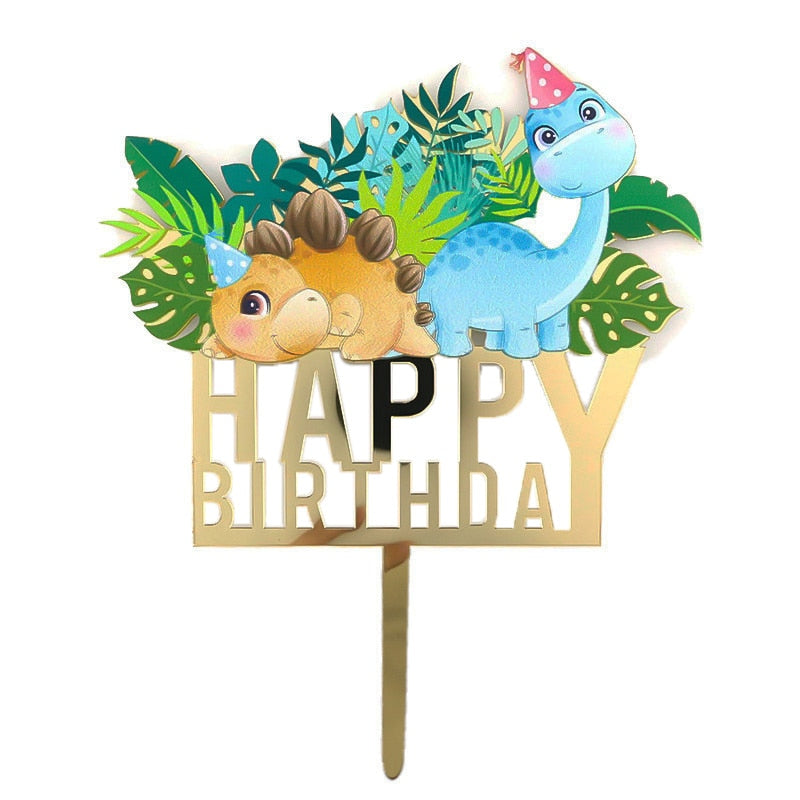 Dinosaur Cake Topper Dino Birthday Party Decoration Boy Girl Kids Forest Animal Decorations Baby Shower Supplies 