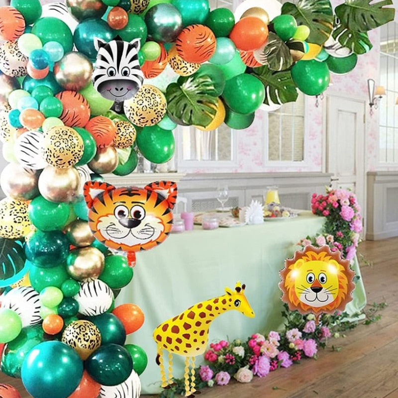 Jungle Theme Birthday Decoration Balloon Garland Arched Kit Animal Foil Palm Leaves Kids Baby Shower Party Supplies Inflatable Decorations