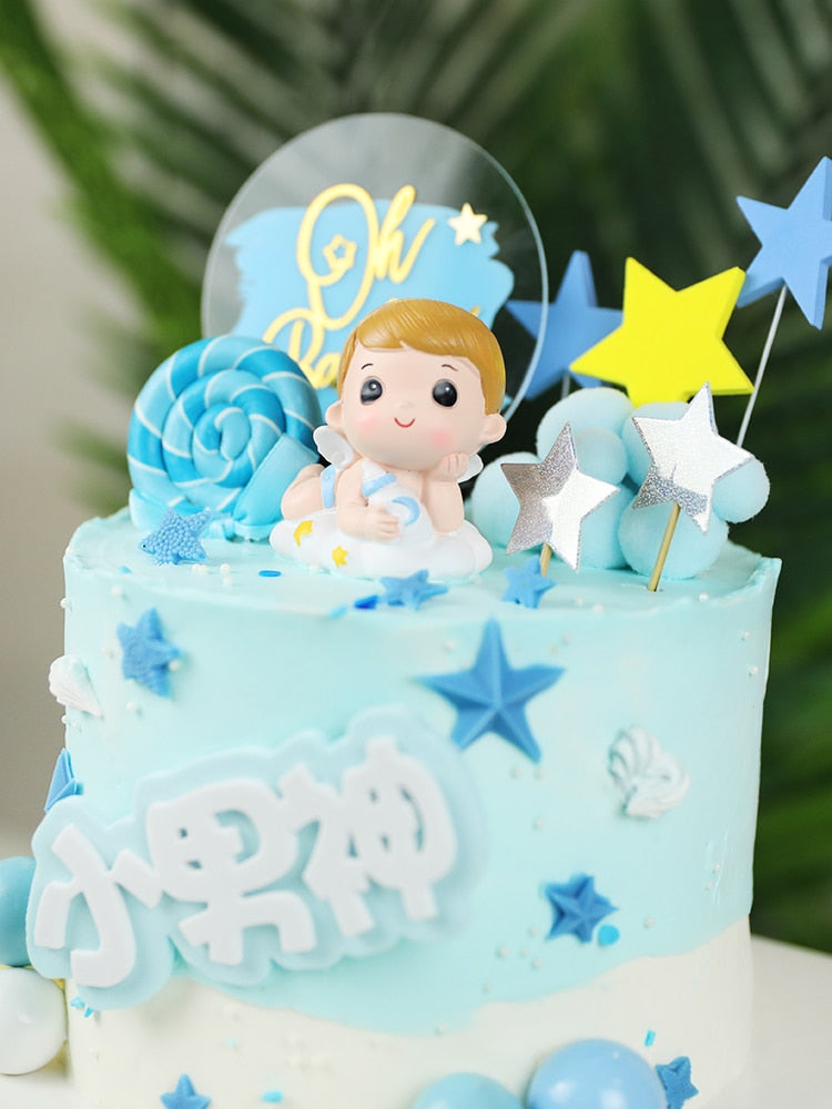 100 days Oh Baby Kid Cake Topper Happy Birthday Boy Princess Favors Lovely Doll Baby bottle Ornaments Cake Decoration Supplies PartyDecorHQ