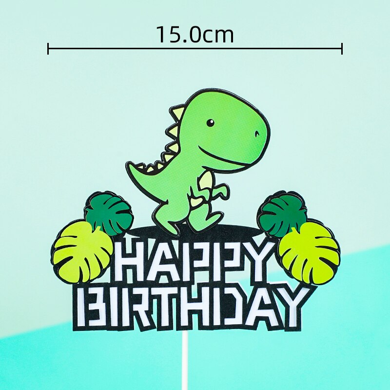 Cartoon Baby Green Yellow Dinosaur Soft pottery trees Boy's Birthday Cake Topper Dessert Decoration Decor 