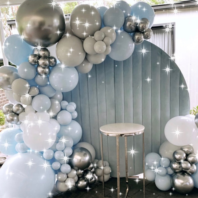 Pcs Balloons Arch Set Gray White Blue Yellow Balloon Garland Birthday Party Baby Baptism Shower Wedding Decoration Inflatable Decorations