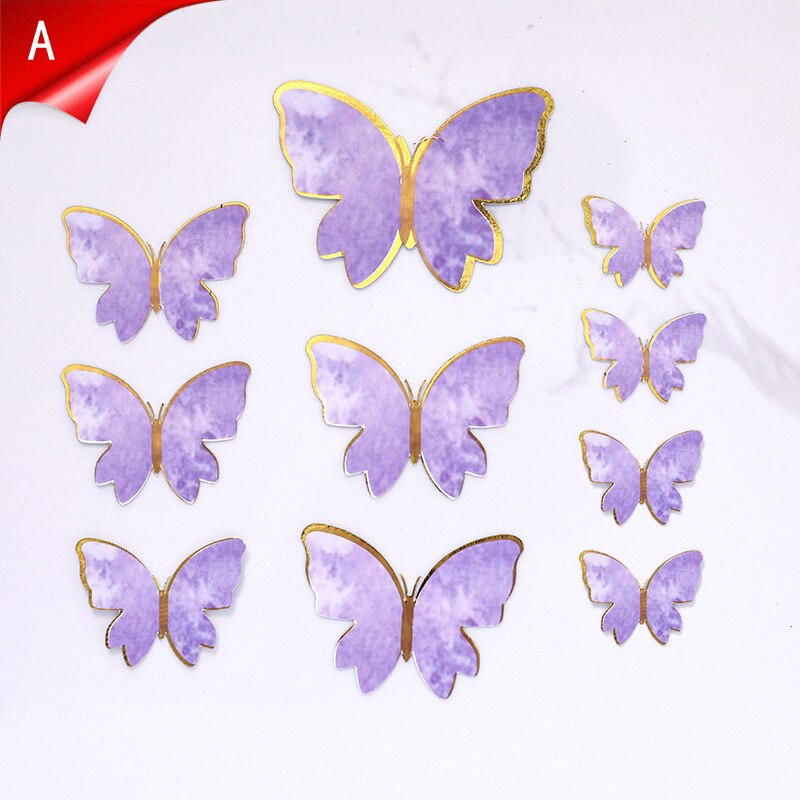 New Happy Birthday Cake Topper Butterfly Handmade Painted Decoration Tools Wedding Party Baby Shower 