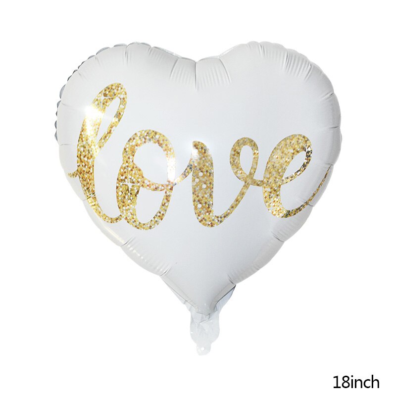 18inch Round White Gold Glitter Print Mr&Mrs LOVE foil Balloons bride to be marriage Wedding Decor Valentine's Day Supplies PartyDecorHQ