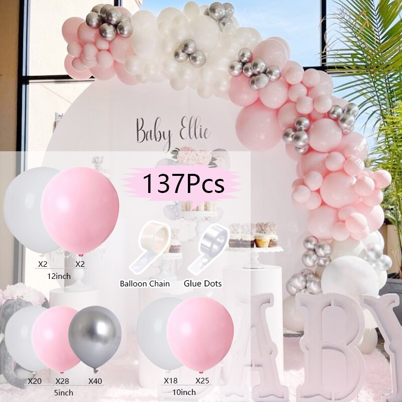 Pcs Balloons Arch Set Gray White Blue Yellow Balloon Garland Birthday Party Baby Baptism Shower Wedding Decoration Inflatable Decorations