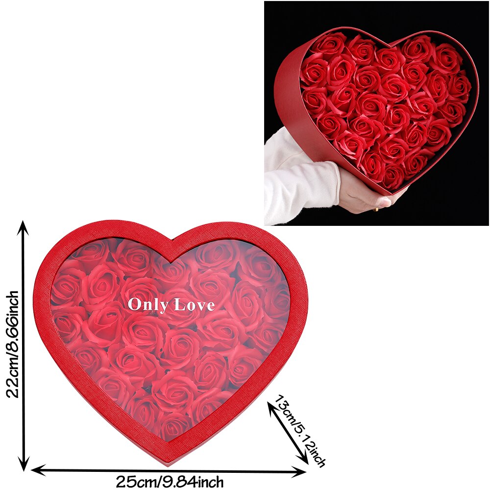 Pcs Velvet Soap Rose Heart Gifts Box Artificial Bouquet Handheld Eternal Flower Valentines Day Wedding Decors 