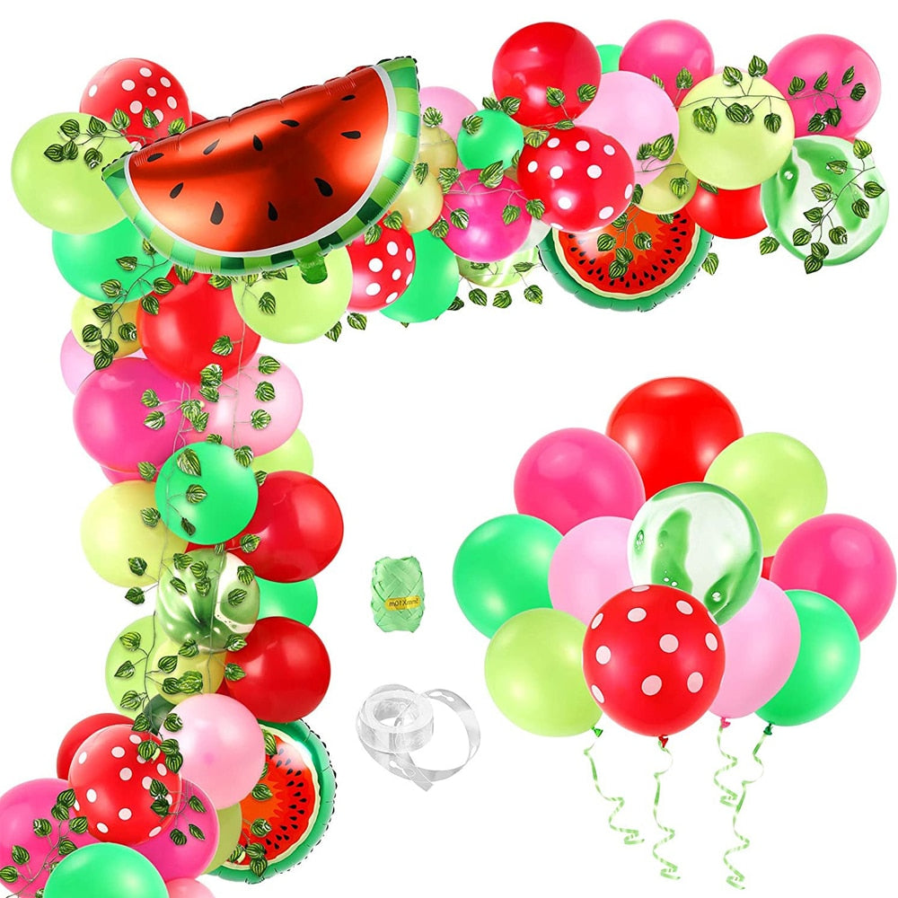 Watermelon Themed Birthday Party Decoration Balloon Garland Arch Kit Foil Balloons Girl Baby Shower Supplies Inflatable Decorations