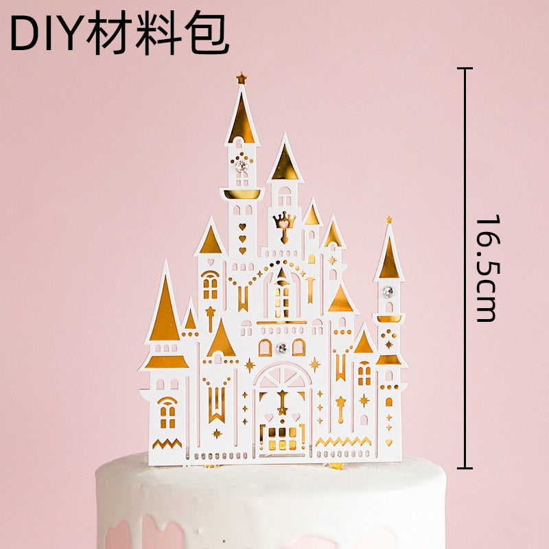 Acrylic Birthday Party Cake Topper Black Gold Girls Princess Happy Star Celebrate Dessert Baking Cakes Decoration 