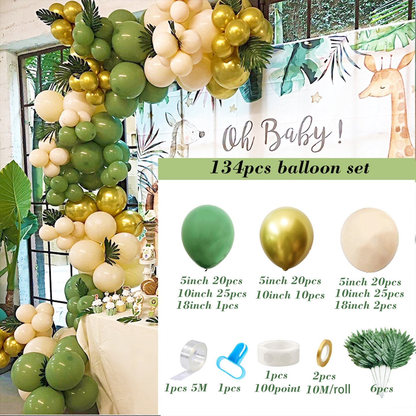 Retro Olive Green DIY Balloon Arch Garland Kit Baby Shower Bridal Birthday Party Wedding Engagement Graduation Decor Inflatable Decorations