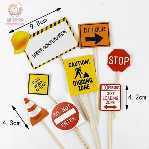 Engineering Vehicle Cake Decor Digging Machine Toppers Crane Decors Happy Birthday Party Kids Boys Toys 