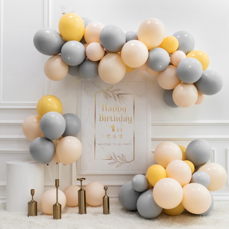 pcs/lot Skin Gray Balloons Garland Arch Kit Baby Shower Birthday Party Grey Decor latex Air Helium Balloon Background Supplies Inflatable Decorations