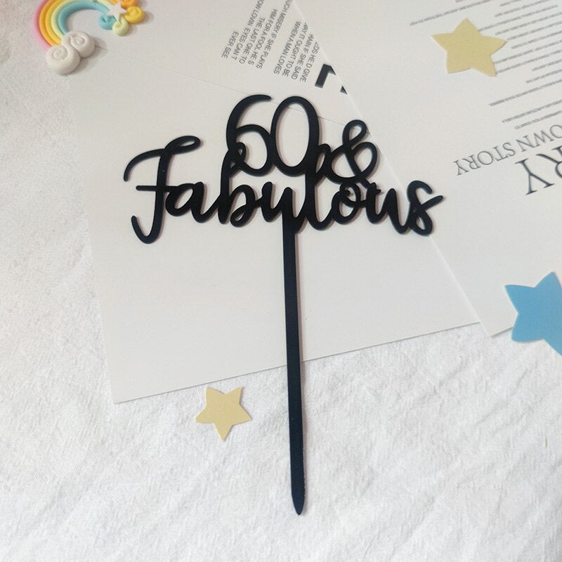 New Fabulous th Acrylic Cake Toppers Black Number Baking Birthday Party Cupcake Decoration Supplies 