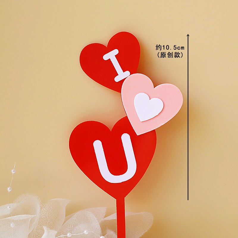 Valentine's Day Wedding Party Bear Red Bow Heart Cake Topper Decorations Love Pink Pearl Card Luminous Decor Doll Gifts 