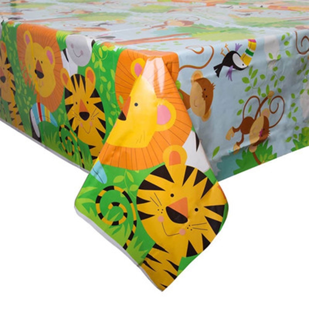 PEVA Tablecloth Jungle Safari Theme Party Decorations Lion Animal Oil-proof Washable Wild One st Birthday Supplies 