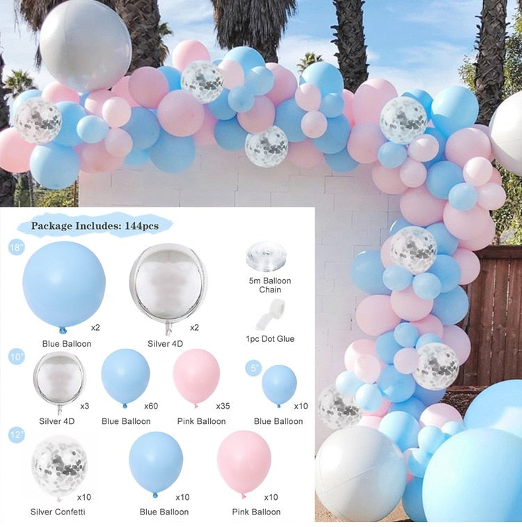 Blue Macaron Balloon Garland Arch Kit Birthday Party Decor Foil Latex Ballon Wedding Baby Shower Kids Baloon Inflatable Decorations