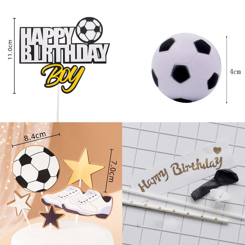 Passion Football Theme Party Soccer Cupcake Topper Flags Decoration Happy Birthday Cake Toppers Boy Kids Supplies 